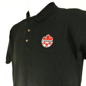 SOCCER CANADA Team Canada Black Polo Golf Shirt Size XL